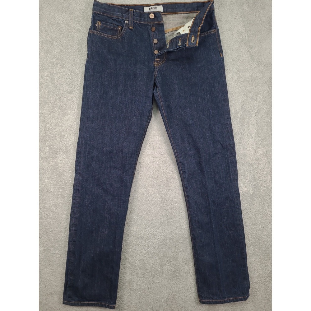 Baldwin The 53 Relaxed Straight Selvedge Jeans Mens 30 Dark Indigo Made in USA